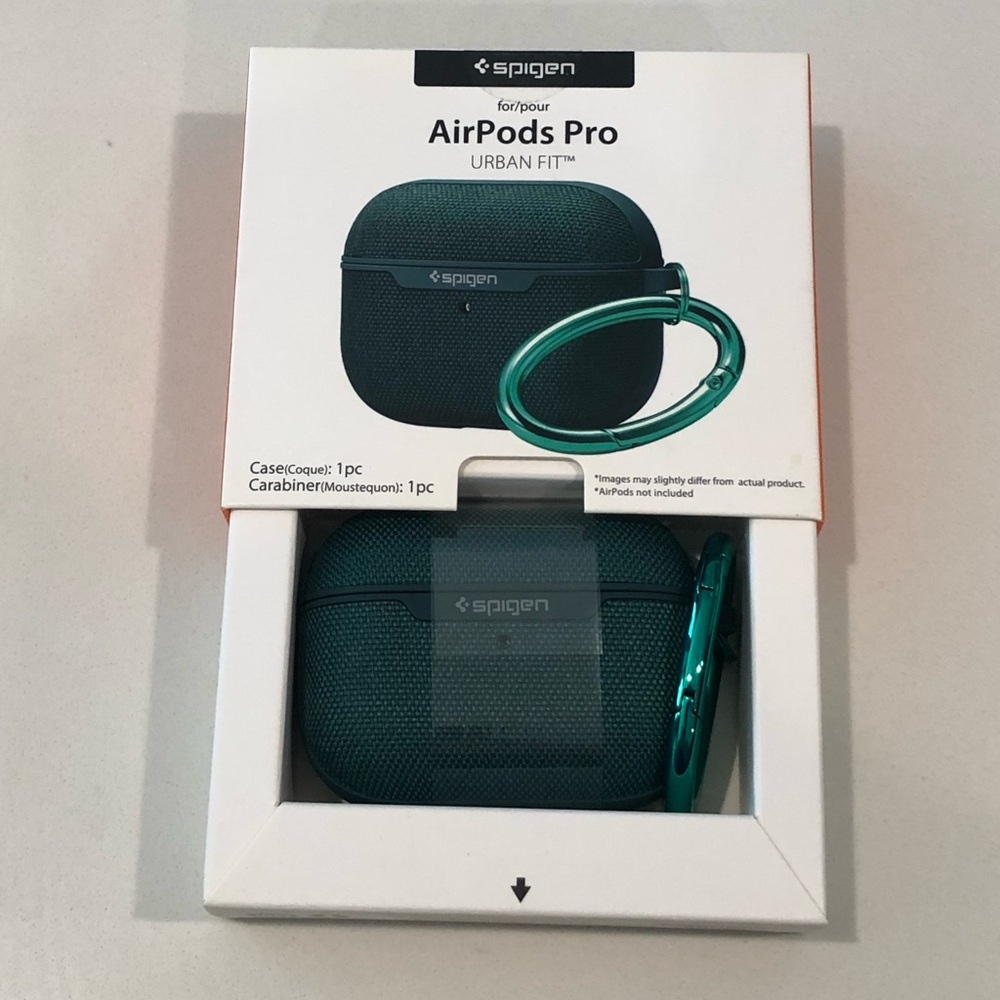 Spigen AirPods Pro Urban Fit Case with Metallic Teal Carabiner